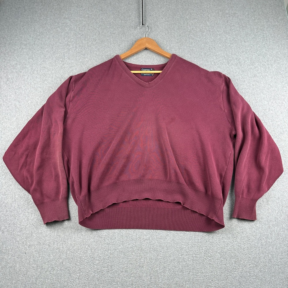Vintage 90s Cypress Links Sweater Mens XL Cypress Links Burgundy V-Neck Made USA